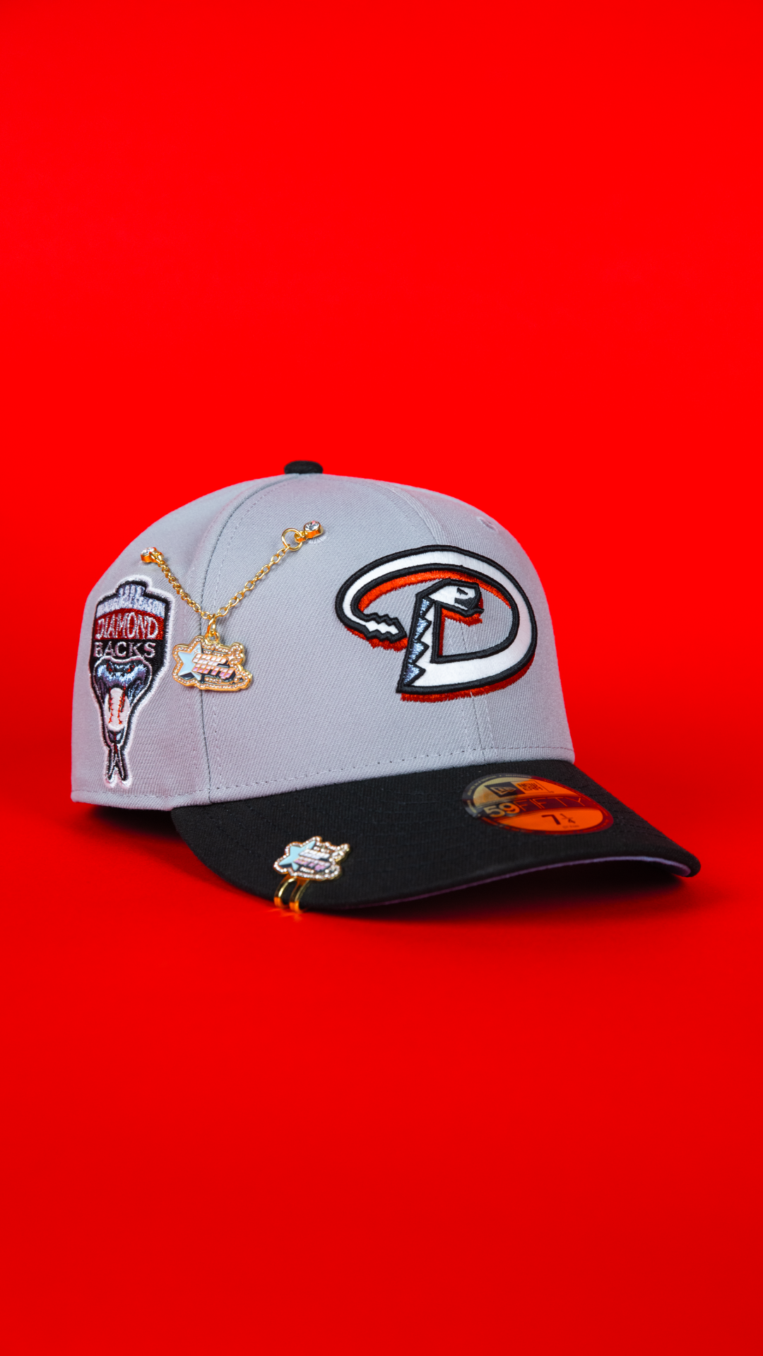 NEW ERA EXCLUSIVE 59FIFTY GREY/ BLACK ARIZONA DIAMONDBACKS W/ 1998 INAUGURAL SEASON SIDE PATCH