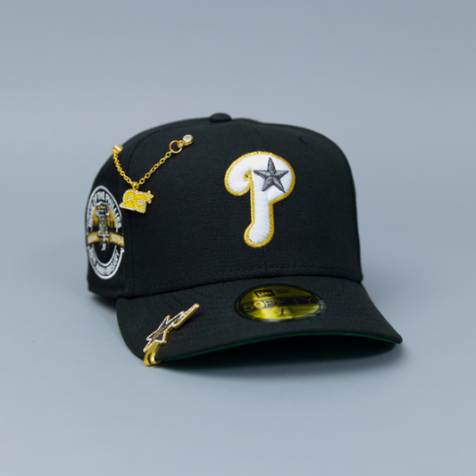 NEW ERA EXCLUSIVE 59FIFTY BLACK PHILADELPHIA PHILLIES W/ "HOME OF THE PHILLIES" SIDE PATCH