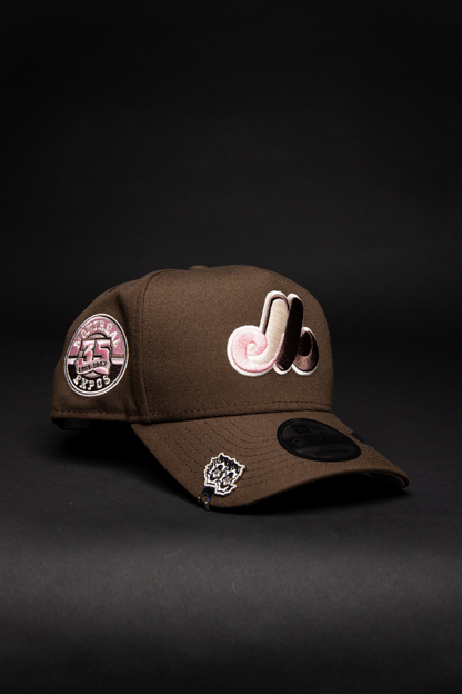 NEW ERA 9FIFTY A-FRAME BROWN MONTREAL EXPOS SNAPBACK W/ 35TH ANNIVERSARY SIDE PATCH