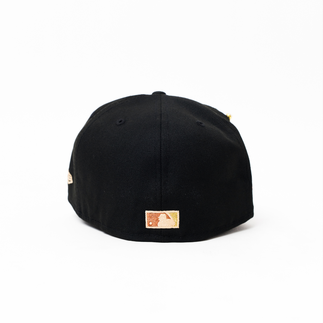 NEW ERA EXCLUSIVE 59FIFTY BLACK SAN DIEGO PADRES W/ 50TH ANNIVERSARY SIDE PATCH
