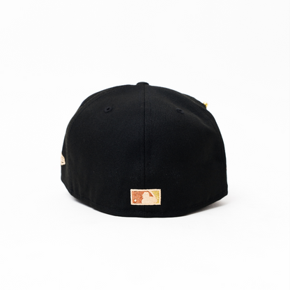 NEW ERA EXCLUSIVE 59FIFTY BLACK SAN DIEGO PADRES W/ 50TH ANNIVERSARY SIDE PATCH