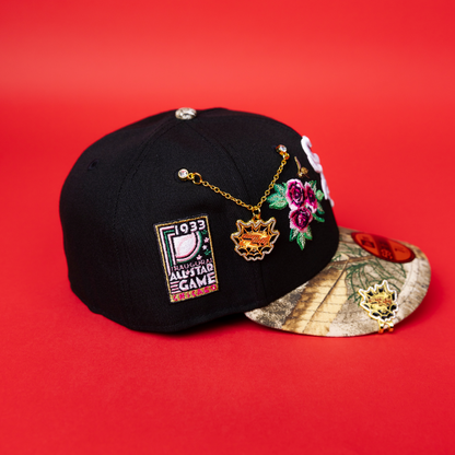 NEW ERA EXCLUSIVE 59FIFTY BLACK/ REALTREE CHICAGO WHITE SOX W/ PINK ROSES + ALL STAR GAME SIDE PATCH