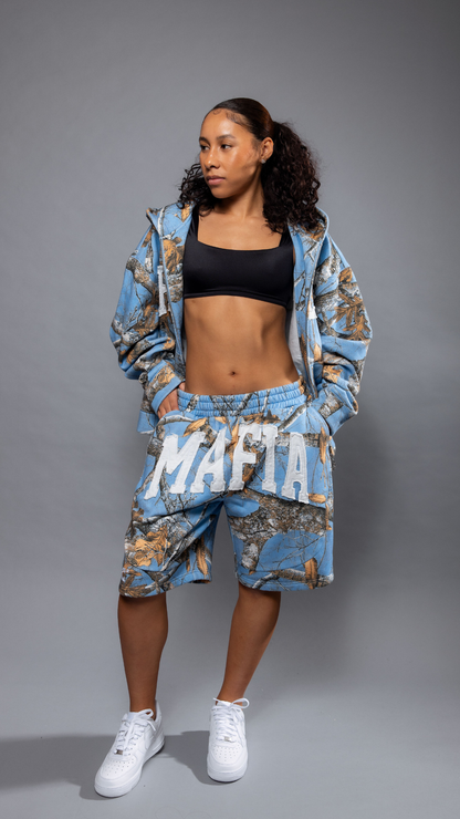 CAP CITY X SHORELINE MAFIA SKY BLUE CAMO SHORTS -UNISEX
