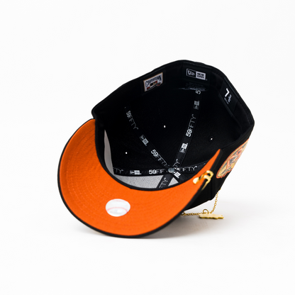 NEW ERA EXCLUSIVE 59FIFTY BLACK SAN DIEGO PADRES W/ 50TH ANNIVERSARY SIDE PATCH