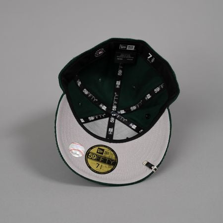 NEW ERA EXCLUSIVE 59FIFTY CORDUROY FOREST GREEN UPSIDE DOWN LOS ANGELES DODGERS