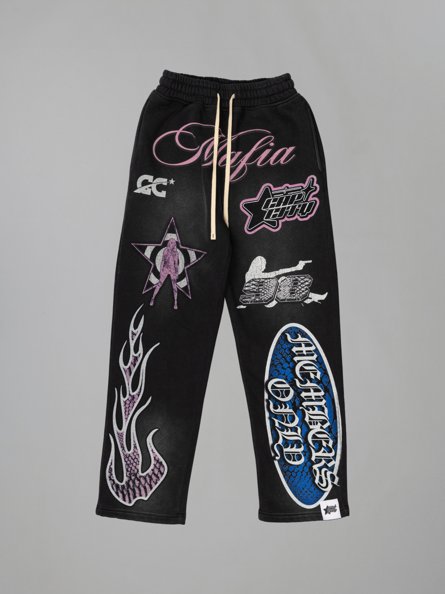 CAP CITY X SHORELINE MAFIA BLACK/COTTON CANDY MEMBERS ONLY PANTS - UNISEX