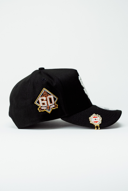 NEW ERA 9FIFTY A-FRAME BLACK SAN FRANCISCO GIANTS SNAPBACK W/ 60TH ANNIVERSARY SIDE PATCH