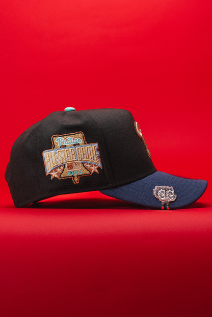 NEW ERA 9FIFTY A-FRAME BLACK/NAVY PHILADELPHIA PHILLIES SNAPBACK W/ 1996 ALL STAR GAME SIDE PATCH