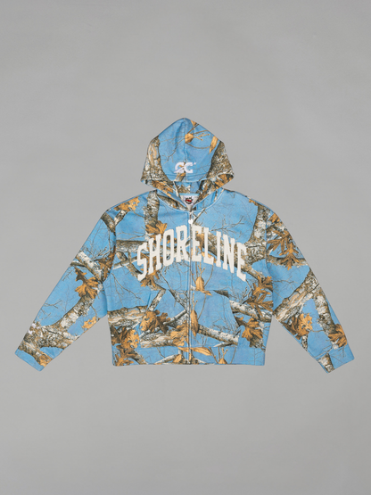 CAP CITY X SHORELINE MAFIA SKY BLUE ZIP UP CAMO HOODIE -UNISEX