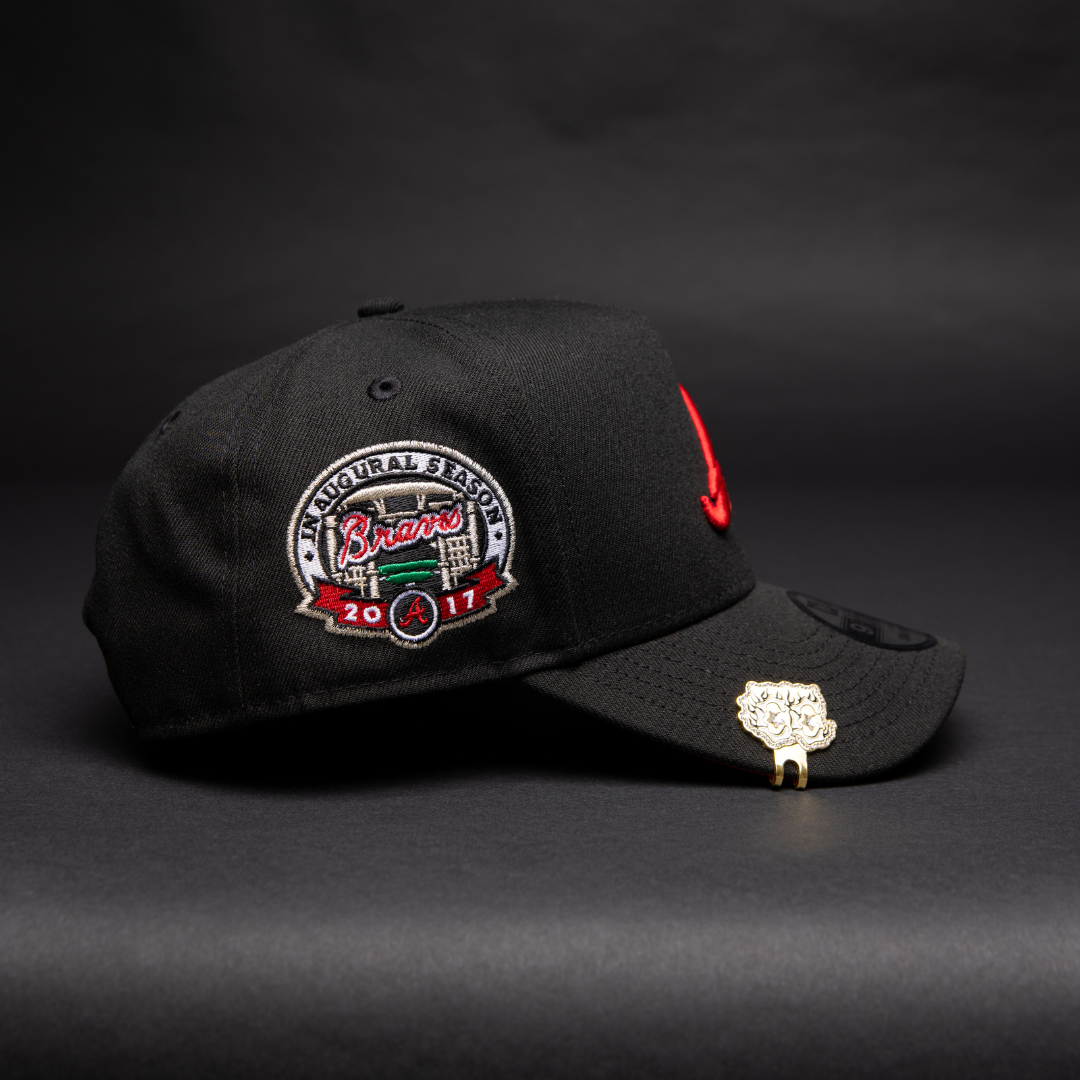 NEW ERA 9FIFTY A-FRAME BLACK ATLANTA BRAVES SNAPBACK W/ 2017 INAUGURAL SEASON SIDE PATCH