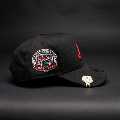 NEW ERA 9FIFTY A-FRAME BLACK ATLANTA BRAVES SNAPBACK W/ 2017 INAUGURAL SEASON SIDE PATCH
