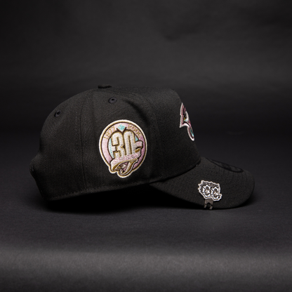 NEW ERA 9FIFTY A-FRAME BLACK TORONTO BLUE JAYS SNAPBACK W/ 30TH ANNIVERSARY SIDE PATCH