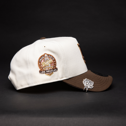NEW ERA 9FIFTY A-FRAME CHROME/ BROWN LOS ANGELES DODGERS SNAPBACK W/ 60TH ANNIVERSARY SIDE PATCH