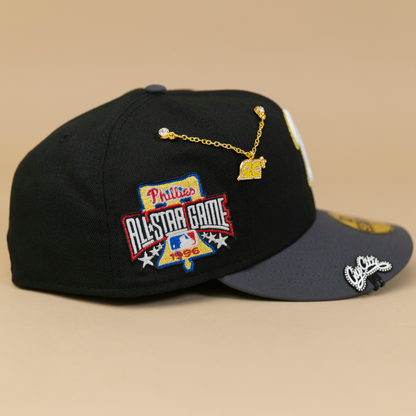 NEW ERA EXCLUSIVE 59FIFTY BLACK/ GREY PHILADELPHIA PHILLIES W/ 1996 ALL STAR GAME SIDE PATCH