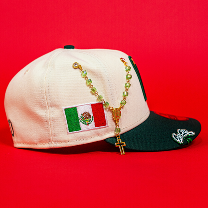 NEW ERA EXCLUSIVE 59FIFTY CHROME/ FOREST GREEN MEXICO 2025 WORLD BASEBALL CLASSIC W/ MEXICO FLAG SIDE PATCH