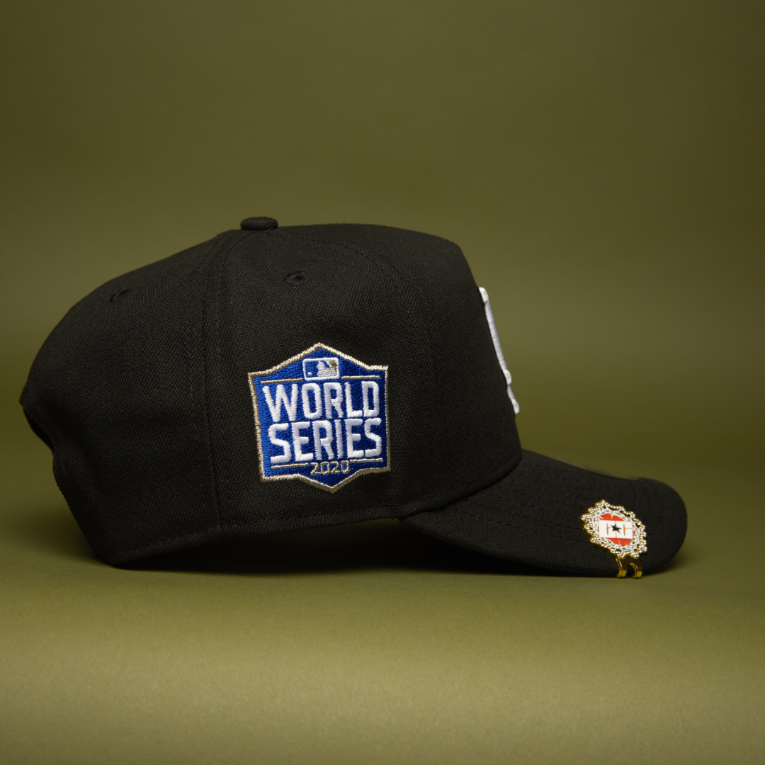 NEW ERA 9FIFTY A-FRAME BLACK LOS ANGELES DODGERS SNAPBACK W/ PALM TREES + 2020 WORLD SERIES SIDE PATCH