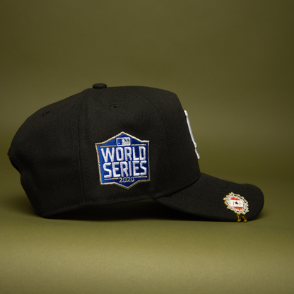 NEW ERA 9FIFTY A-FRAME BLACK LOS ANGELES DODGERS SNAPBACK W/ PALM TREES + 2020 WORLD SERIES SIDE PATCH