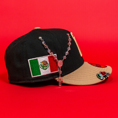 NEW ERA EXCLUSIVE 59FIFTY BLACK/ LIGHT KHAKI MEXICO 2025 WORLD BASEBALL CLASSIC W/ MEXICO FLAG SIDE PATCH