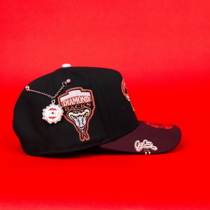 NEW ERA 9FIFTY A-FRAME BLACK/ BURGUNDY ARIZONA DIAMONDBACKS SNAPBACK W/ 1998 INAUGURAL SEASON SIDE PATCH