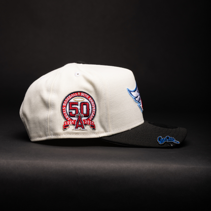 NEW ERA 9FIFTY A-FRAME CHROME/BLACK ANAHEIM ANGELS W/ 50TH ANNIVERSARY SIDE PATCH