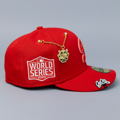 NEW ERA EXCLUSIVE 59FIFTY RED LOS ANGELES DODGERS W/ 2020 WORLD SERIES SIDE PATCH