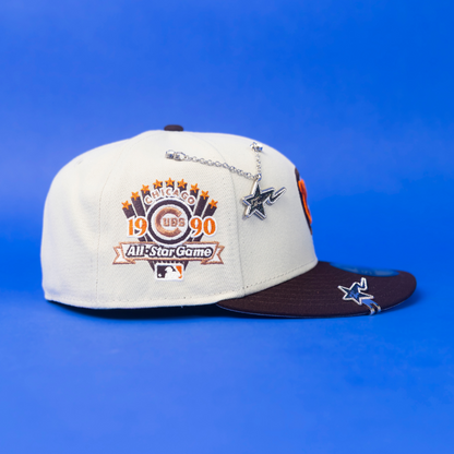 NEW ERA EXCLUSIVE 59FIFTY STONE GREY/ BROWN CHICAGO CUBS W/ 1990 ALL STAR GAME PATCH