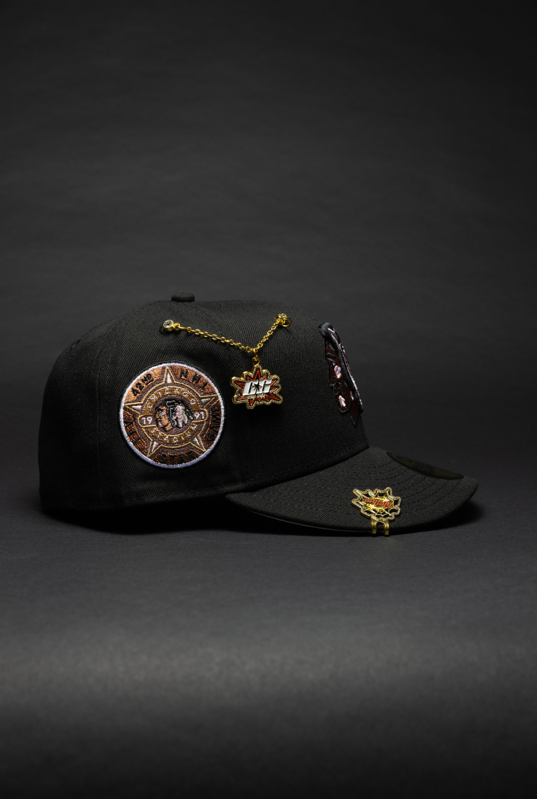 NEW ERA EXCLUSIVE 59FIFTY BLACK CHICAGO BLACKHAWKS W/ ALL STAR GAME PARK SIDE PATCH