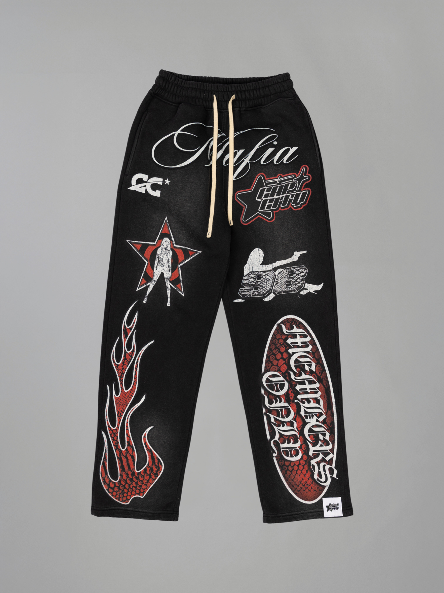 CAP CITY X SHORELINE MAFIA BLACK/RED MEMBERS ONLY PANTS - UNISEX