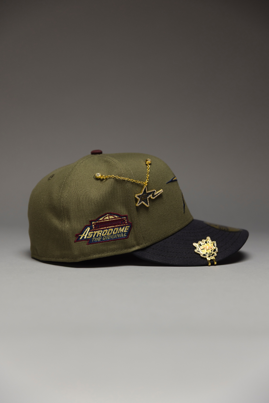 NEW ERA EXCLUSIVE 59FIFTY OLIVE/NAVY HOUSTON ASTROS W/ ASTRODOME SIDE PATCH