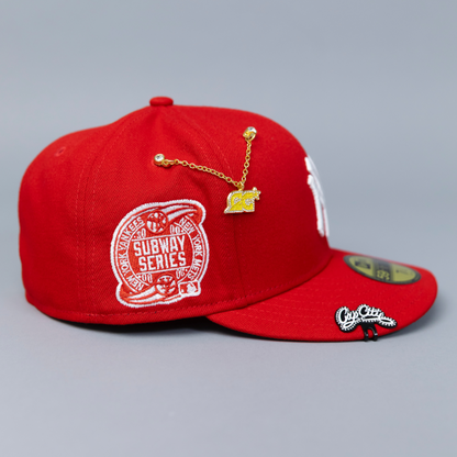 NEW ERA EXCLUSIVE 59FIFTY RED NEW YORK YANKEES W/ SUBWAY SERIES SIDE PATCH