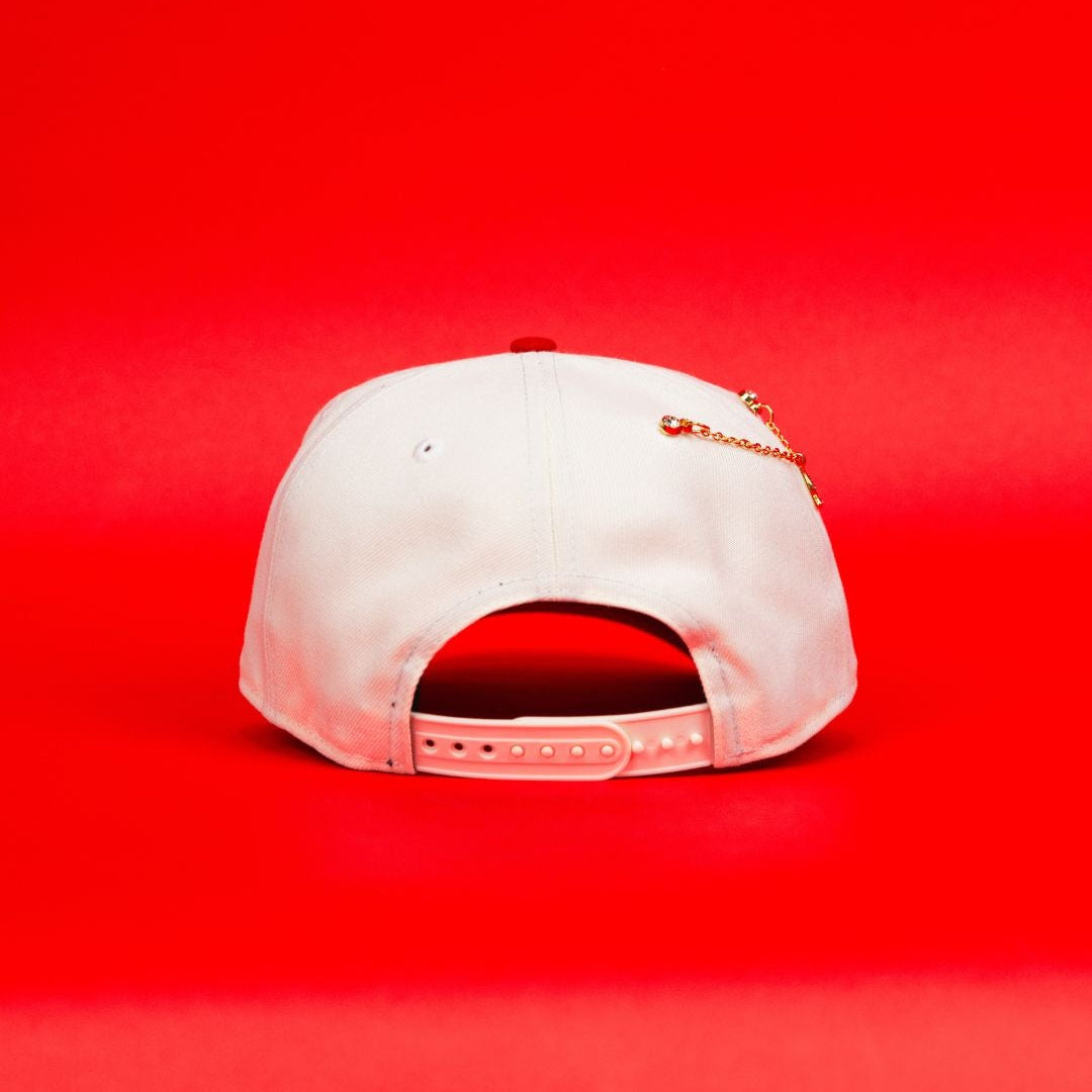 NEW ERA 9FIFTY A-FRAME CHROME/ BROWN ANAHEIM ANGELS SNAPBACK W/ 50TH ANNIVERSARY SIDE PATCH