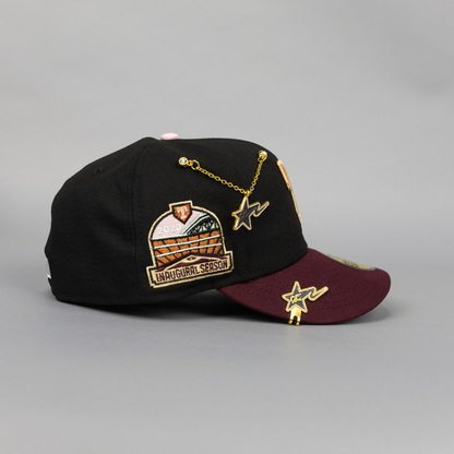 NEW ERA EXCLUSIVE 59FIFTY BLACK/ BURGUNDY TEXAS RANGERS W/ INAUGURAL SEASON SIDE PATCH
