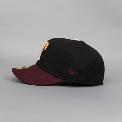NEW ERA EXCLUSIVE 59FIFTY BLACK/ BURGUNDY TEXAS RANGERS W/ INAUGURAL SEASON SIDE PATCH