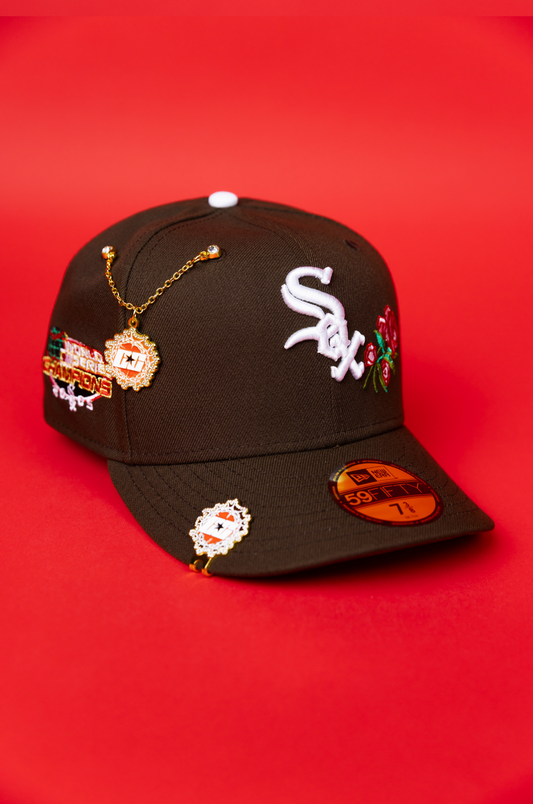 NEW ERA EXCLUSIVE 59FIFTY BROWN CHICAGO WHITE SOX W/ WORLD SERIES CHAMPIONS SIDE PATCH