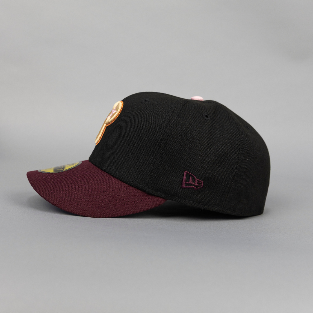 NEW ERA EXCLUSIVE 59FIFTY BLACK/ BURGUNDY PHILADELPHIA PHILLIES W/ 1996 ALL STAR GAME SIDE PATCH