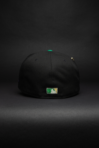 NEW ERA EXCLUSIVE 59FIFTY BLACK/PURPLE SEATTLE MARINERS W/ ANNIVERSARY SIDE PATCH