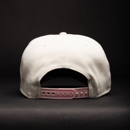 NEW ERA 9FIFTY A-FRAME CHROME/PINK OAKLAND ATHLETICS W/ ROSES + 50TH ANNIVERSARY SIDE PATCH