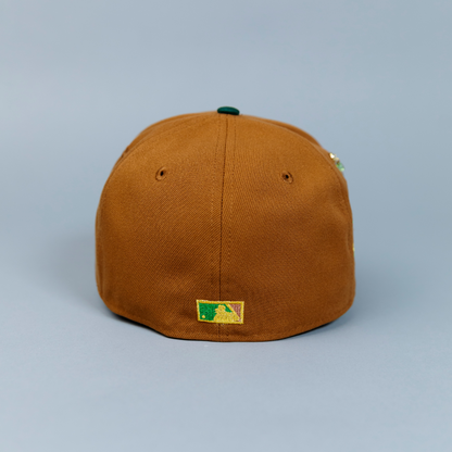 NEW ERA EXCLUSIVE 59FIFTY DARK KHAKI/ PINE GREEN PHILADELPHIA PHILLIES W/ 1996 ALL STAR GAME SIDE PATCH