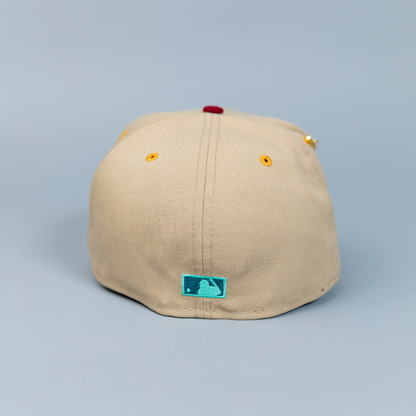 NEW ERA EXCLUSIVE 59FIFTY CAMEL BROWN/ PINE GREEN LOS ANGELES DODGERS W/ 40TH ANNIVERSARY SIDE PATCH