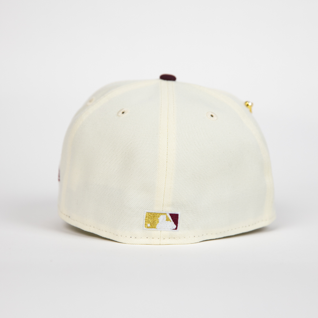NEW ERA EXCLUSIVE 59FIFTY CHROME/ BURGUNDY LOS ANGELES DODGERS "CITY OF ANGELS" W/ 40TH ANNIVERSARY SIDE PATCH