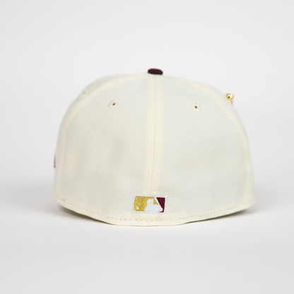 NEW ERA EXCLUSIVE 59FIFTY CHROME/ BURGUNDY LOS ANGELES DODGERS "CITY OF ANGELS" W/ 40TH ANNIVERSARY SIDE PATCH