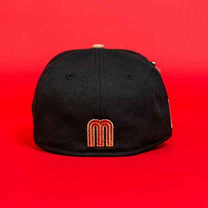 NEW ERA EXCLUSIVE 59FIFTY BLACK/ LIGHT KHAKI MEXICO 2025 WORLD BASEBALL CLASSIC W/ MEXICO FLAG SIDE PATCH