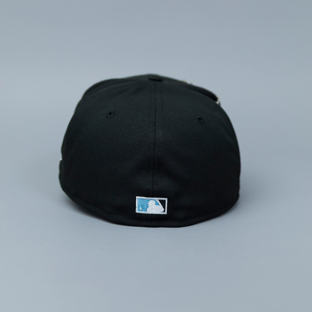 NEW ERA EXCLUSIVE 59FIFTY BLACK SAN DIEGO PADRES W/ 50TH ANNIVERSARY SIDE PATCH