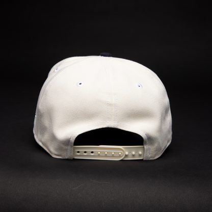 NEW ERA 9FIFTY A-FRAME CHROME/ NAVY ANAHEIM ANGELS SNAPBACK W/ 25TH ANNIVERSARY SIDE PATCH