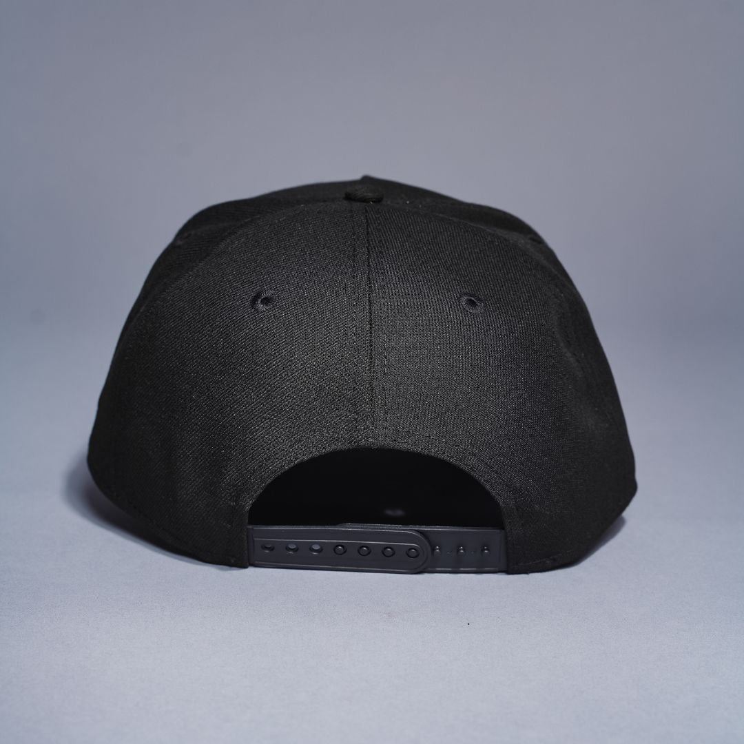 NEW ERA 9FIFTY A-FRAME BLACK UPSIDE DOWN ANAHEIM ANGELS SNAPBACK W/ 50TH ANNIVERSARY SIDE PATCH
