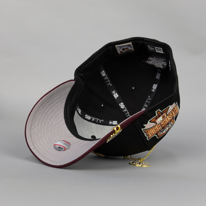 NEW ERA EXCLUSIVE 59FIFTY BLACK/ BURGUNDY PHILADELPHIA PHILLIES W/ 1996 ALL STAR GAME SIDE PATCH
