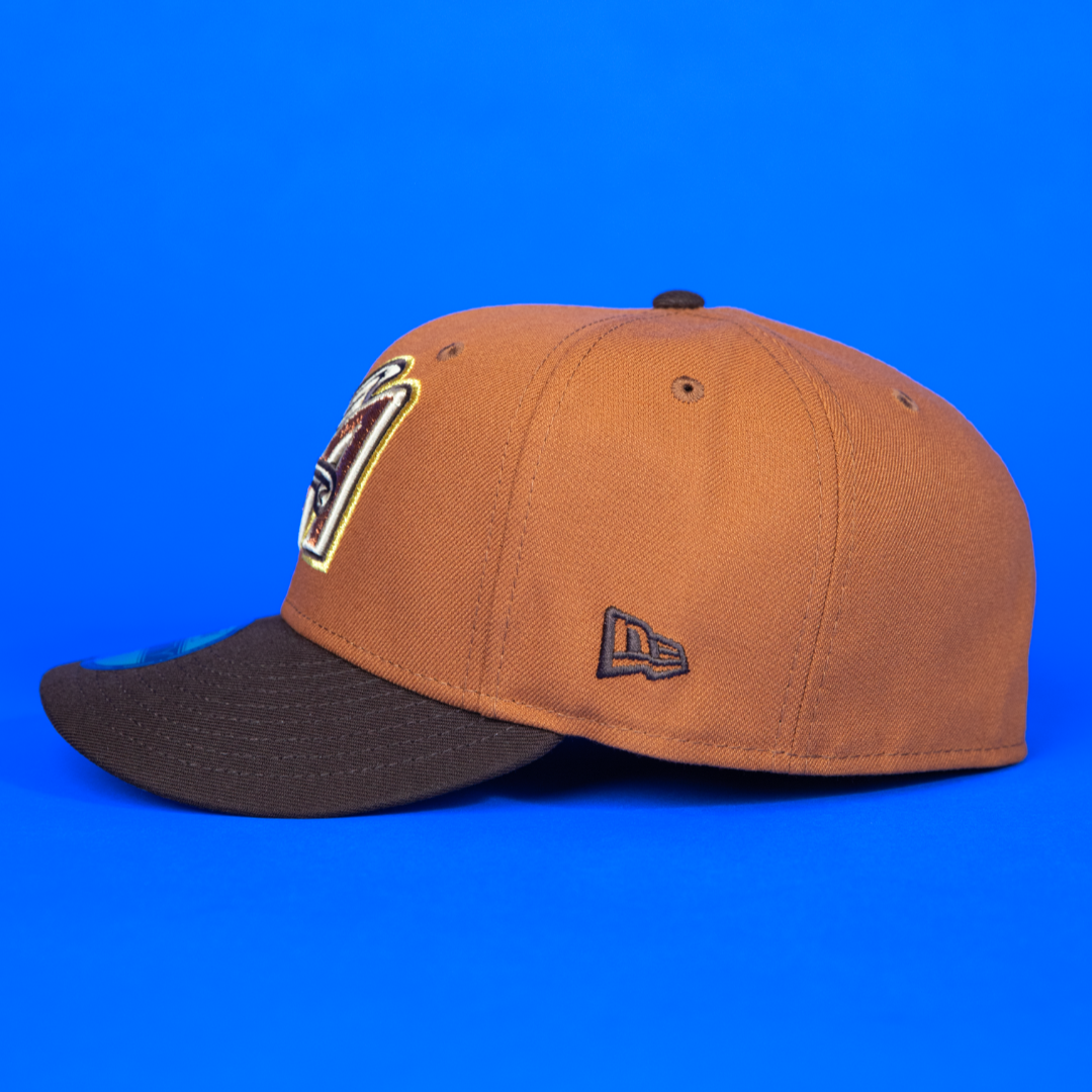 NEW ERA EXCLUSIVE 59FIFTY RUST/ WALNUT ANAHEIM ANGELS W/ 50TH ANNIVERSARY SIDE PATCH