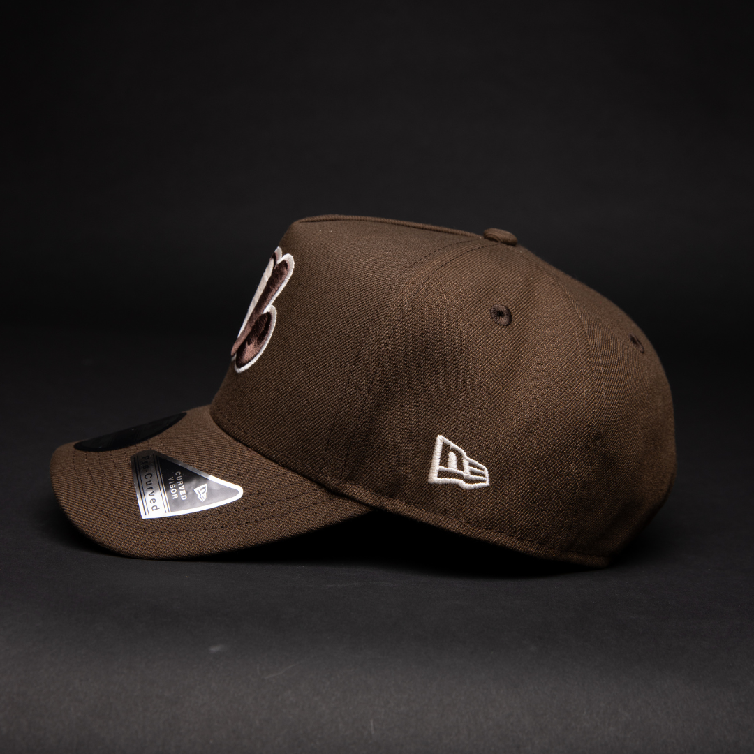NEW ERA 9FIFTY A-FRAME BROWN MONTREAL EXPOS SNAPBACK W/ 35TH ANNIVERSARY SIDE PATCH