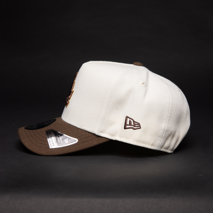 NEW ERA 9FIFTY A-FRAME CHROME/ BROWN LOS ANGELES DODGERS SNAPBACK W/ 60TH ANNIVERSARY SIDE PATCH