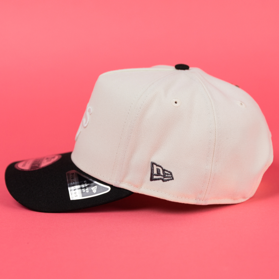 NEW ERA 9FIFTY A-FRAME CHROME/ BLACK OAKLAND A'S W/ "RICKY HENDERSON" SIDE PATCH
